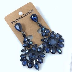 Cherryl’s Jewelry - Navy Blue Crystal Chandelier Event Earrings Cherryl’s Jewelry - Navy Blue Crystal Chandelier Event Earrings